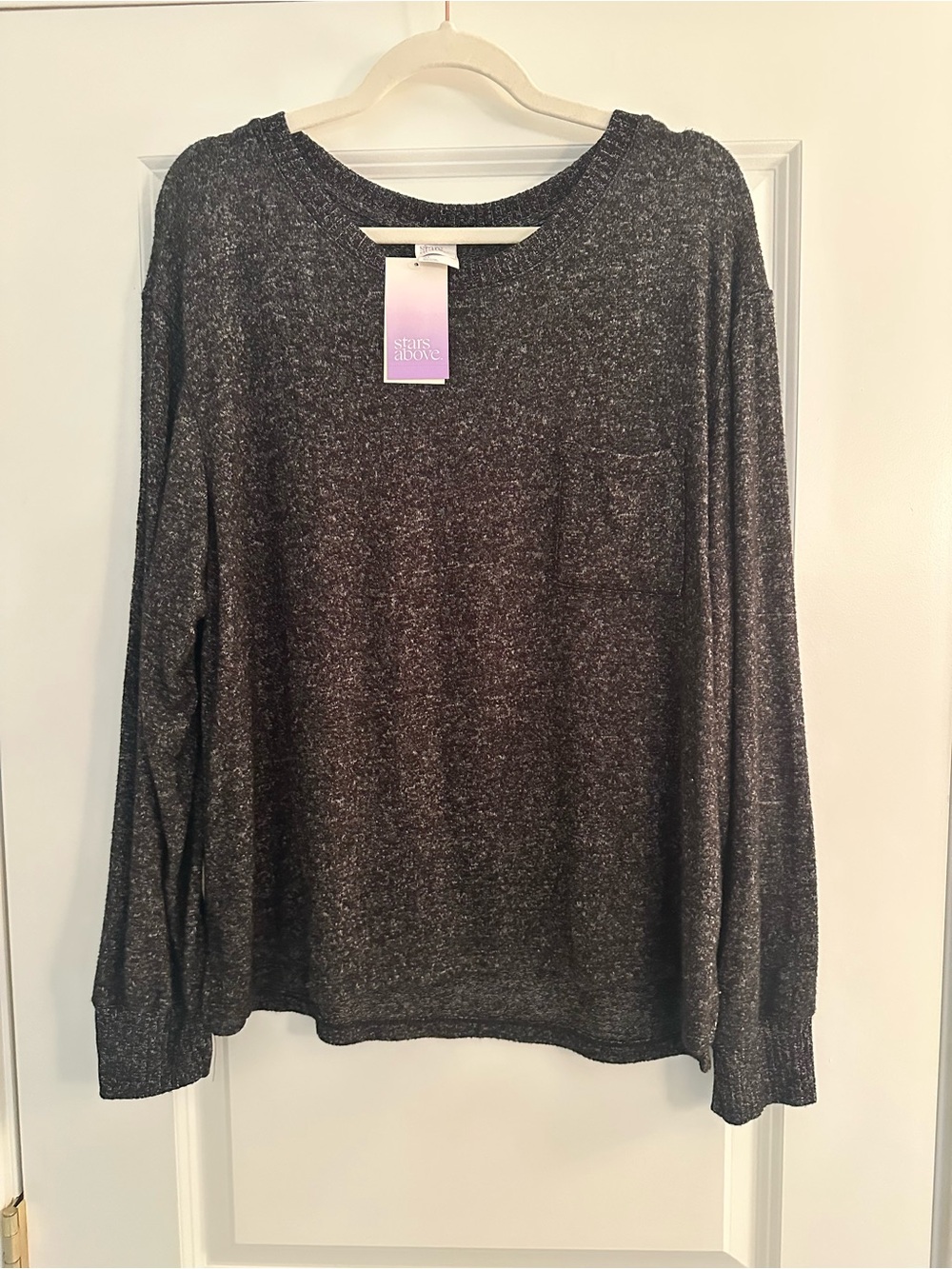 stars above Soft Dark Charcoal Crewneck Sweater with Pocket NEW! Size XL